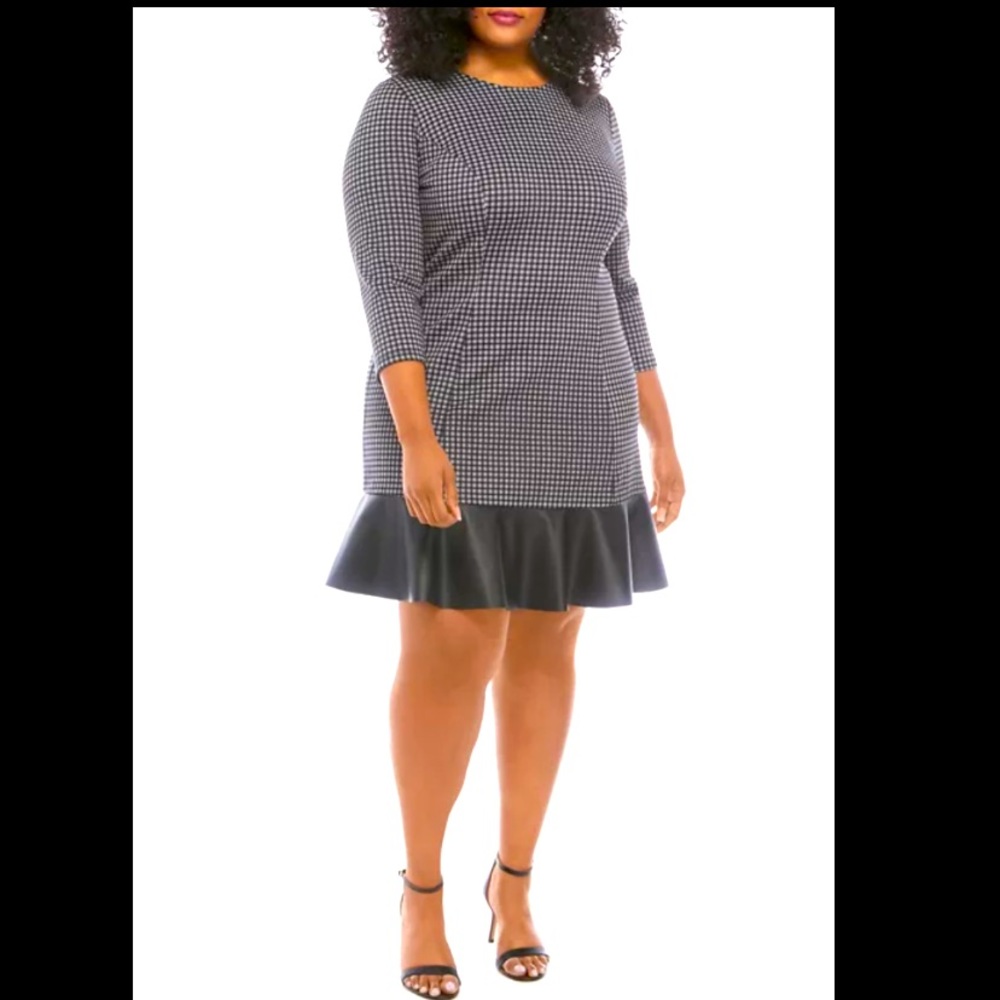 Michael Kors Plus Size Check Fit and Flare Dress